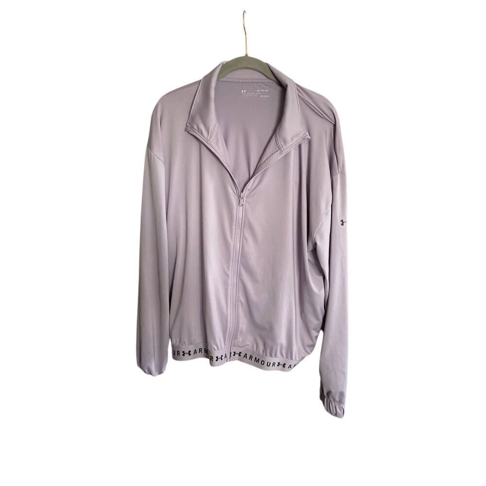 Under Armour, women’s light, purple, full, zip heat gear, jacket, size XL